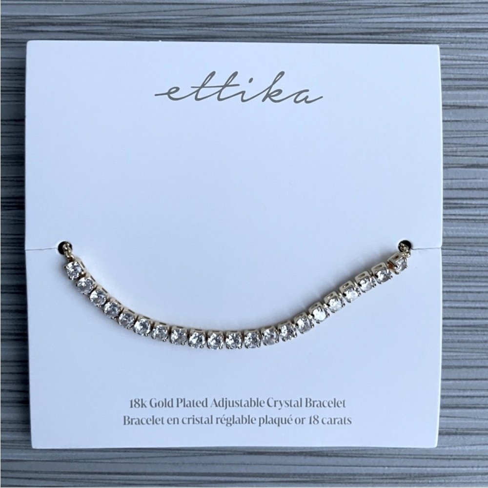 Ettica 18K Gold Plated Dainty Crystal Adjustable Bracelet NWT - Picture 4 of 4